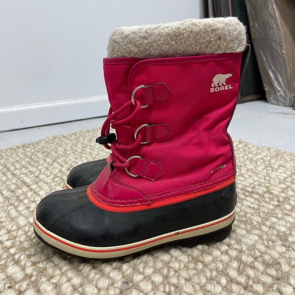 SOREL Yoot Pac Nylon Big Kids SZ 4 Pink Winter Boots NY 1962-600 Snow Boots - Picture 9 of 11